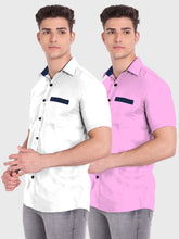 Mens Casual Half Sleeve Silver Button Shirt (Pack 2)